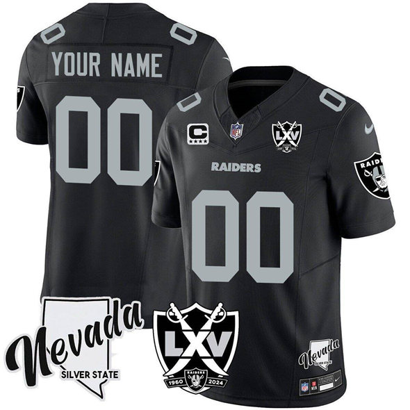 Men's Las Vegas Raiders Active Player Custom Black 2024 F.U.S.E With 65th Anniversary & 4-Star C Patch Limited Stitched Football Jersey